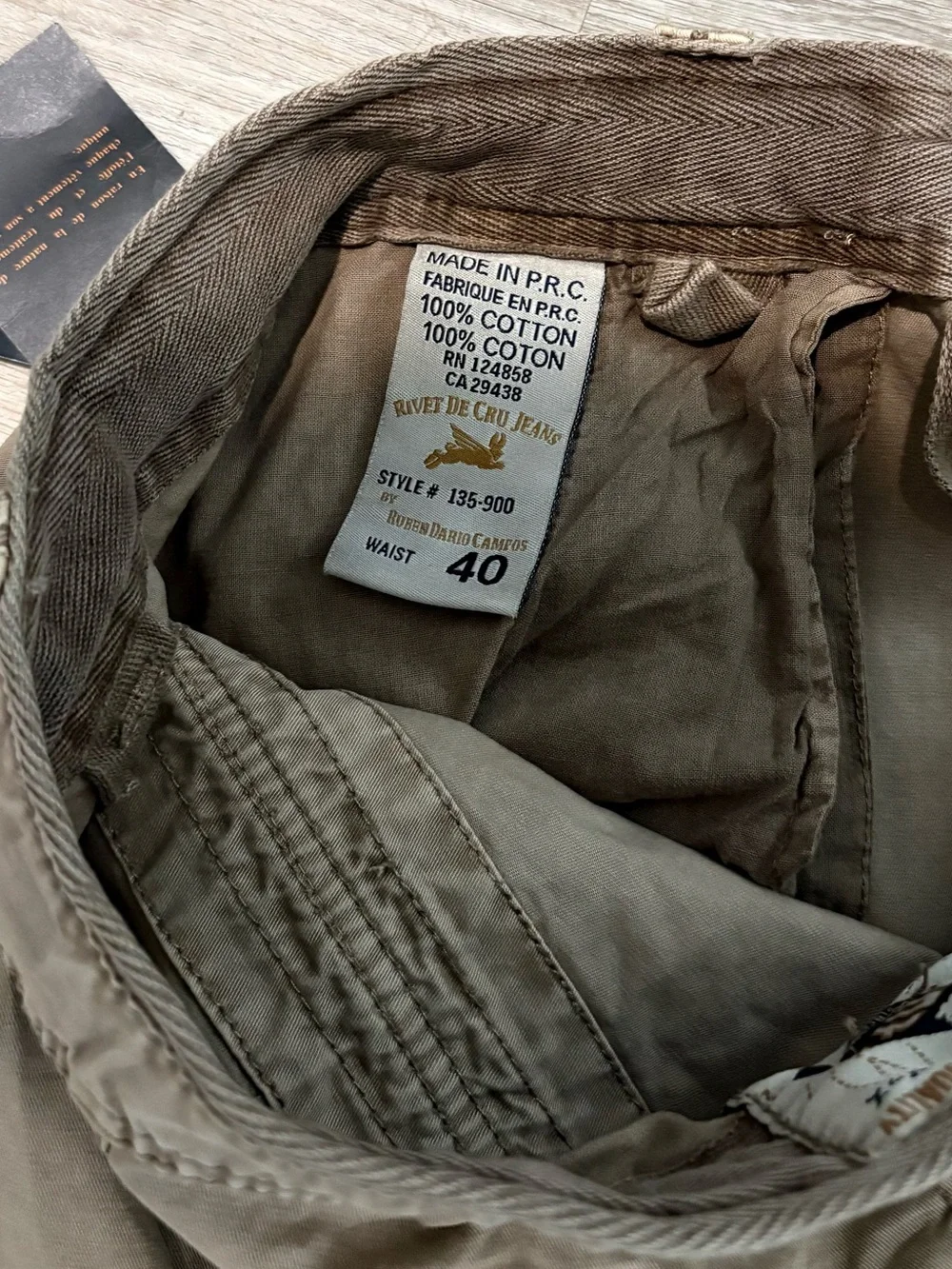 Rivet de Cru Khaki Twill Cargo Shorts size 40 MSRP $78 New with Tags